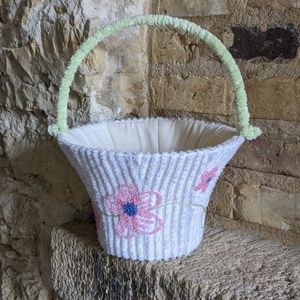 Vintage-Inspired Floral Chenille Easter Spring Basket